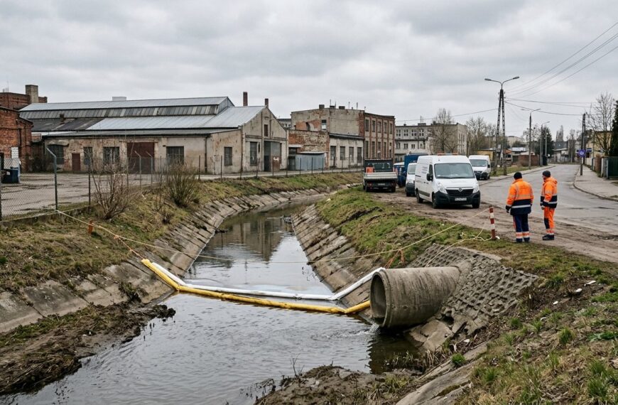 Zanieczyszczenie rzeki Olechówki w Łodzi. Służby zabezpieczyły teren