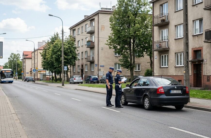 Kontrola drogowa na ulicy Żywieckiej. Zatrzymano kierowcę z zakazem i osobę poszukiwaną