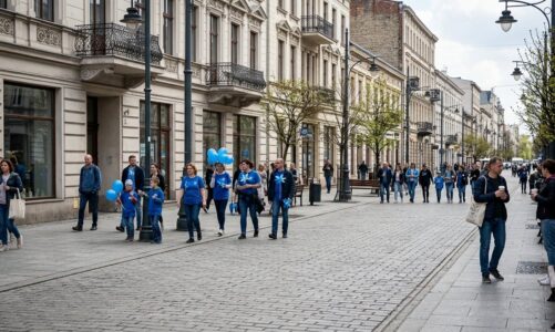 Obchody Światowego Dnia Autyzmu w Łodzi. Marsz przedszkolaków ulicą Piotrkowską