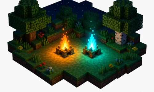 Ognisko w Minecraft — zwykłe i duszowe (jak zrobić i po co)